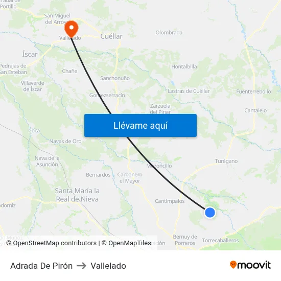 Adrada De Pirón to Vallelado map