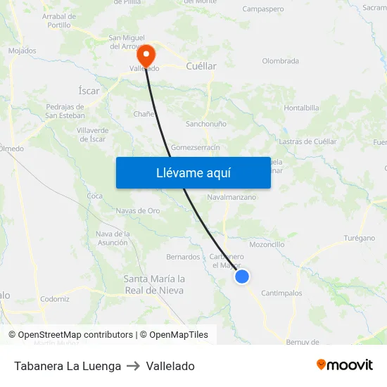 Tabanera La Luenga to Vallelado map