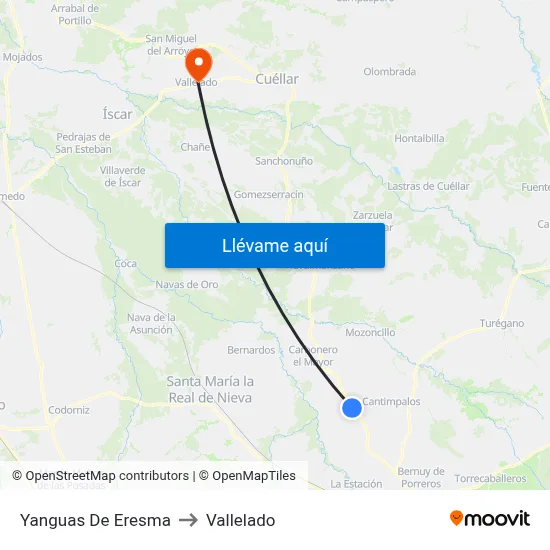 Yanguas De Eresma to Vallelado map