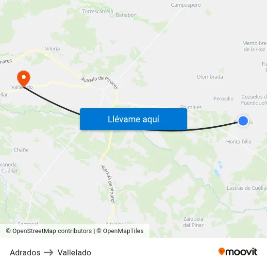 Adrados to Vallelado map