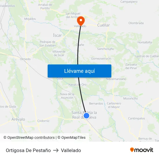 Ortigosa De Pestaño to Vallelado map