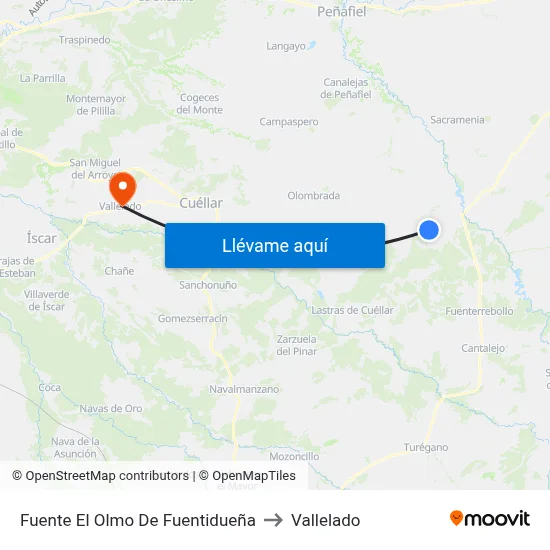 Fuente El Olmo De Fuentidueña to Vallelado map