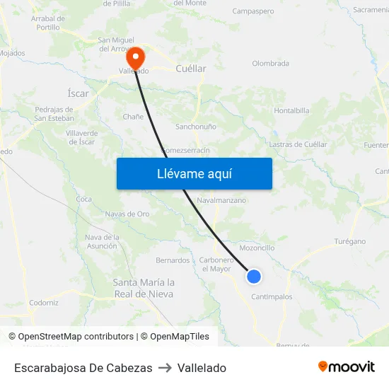 Escarabajosa De Cabezas to Vallelado map