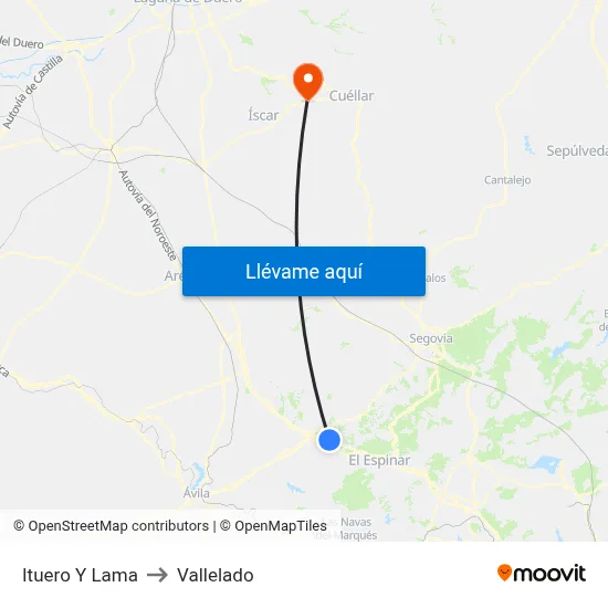 Ituero Y Lama to Vallelado map