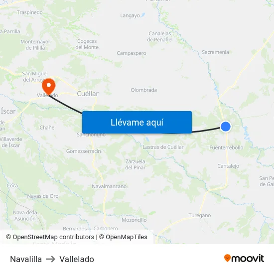 Navalilla to Vallelado map