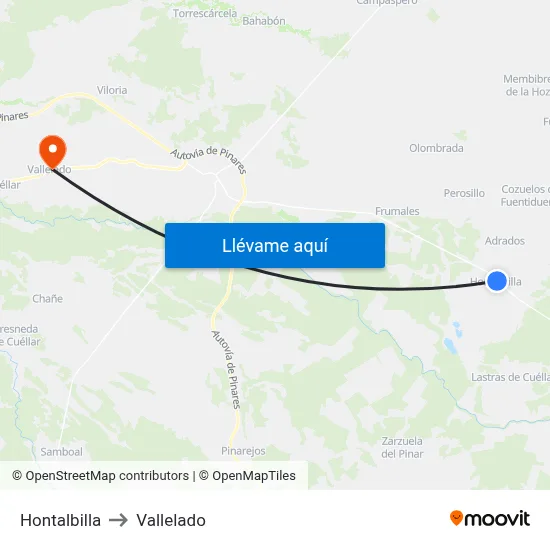 Hontalbilla to Vallelado map