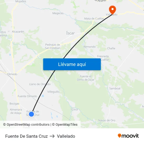 Fuente De Santa Cruz to Vallelado map