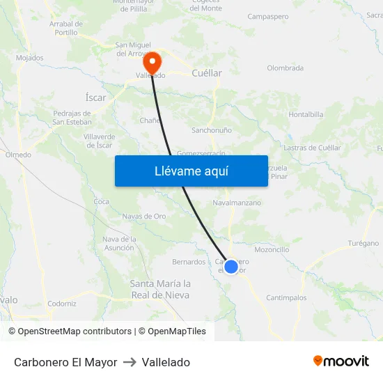Carbonero El Mayor to Vallelado map