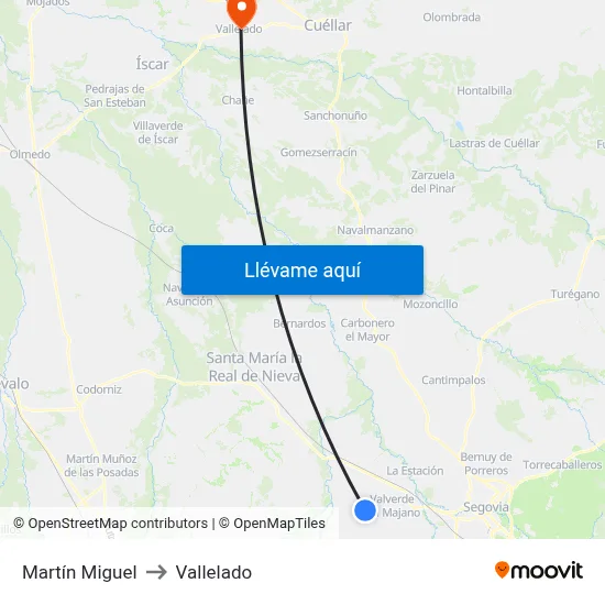 Martín Miguel to Vallelado map