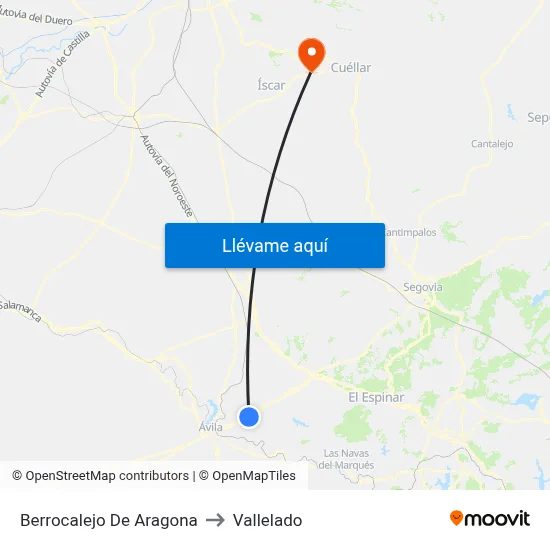 Berrocalejo De Aragona to Vallelado map