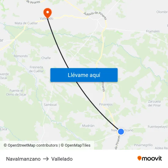 Navalmanzano to Vallelado map