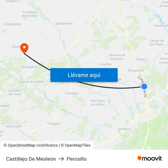 Castillejo De Mesleón to Perosillo map