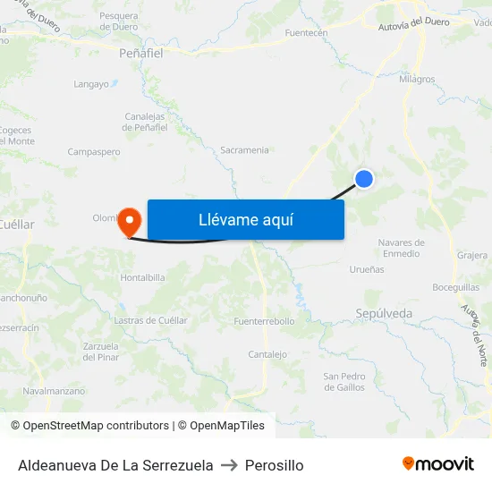 Aldeanueva De La Serrezuela to Perosillo map