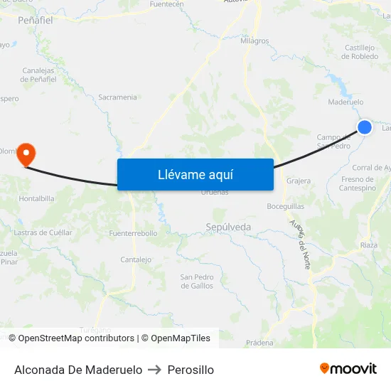 Alconada De Maderuelo to Perosillo map