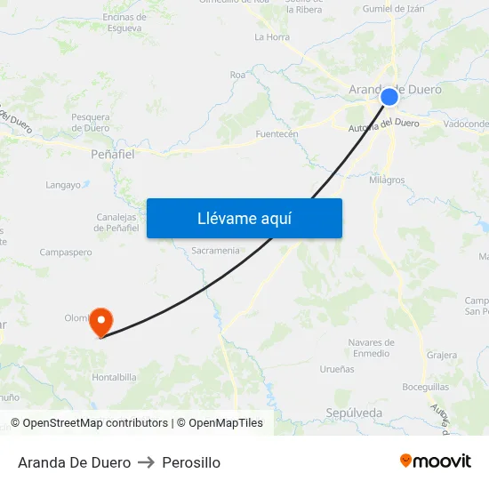 Aranda De Duero to Perosillo map