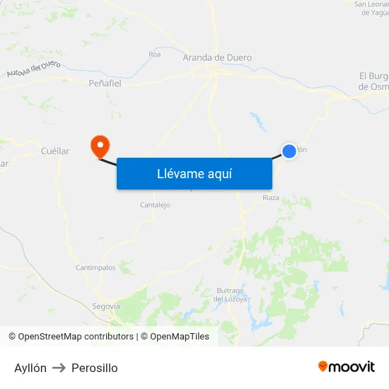Ayllón to Perosillo map
