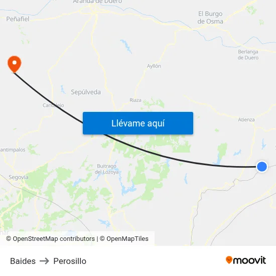 Baides to Perosillo map