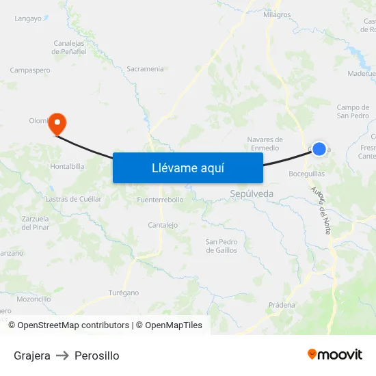 Grajera to Perosillo map