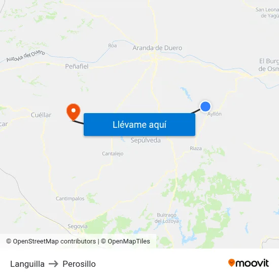 Languilla to Perosillo map
