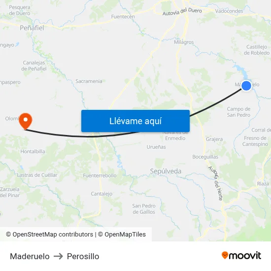 Maderuelo to Perosillo map