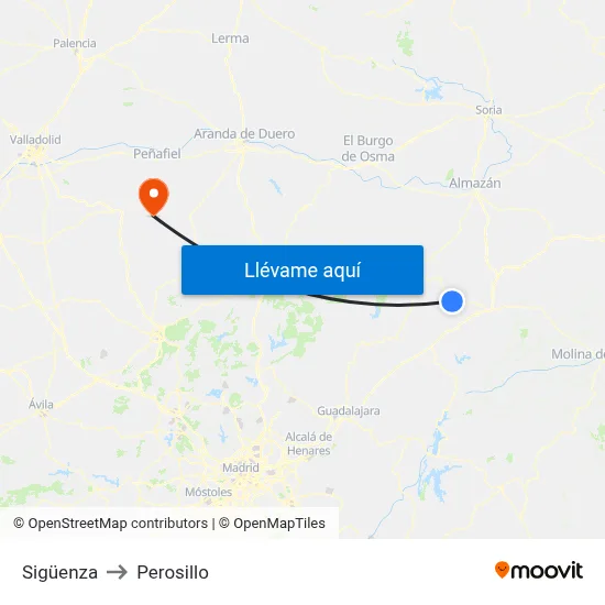 Sigüenza to Perosillo map