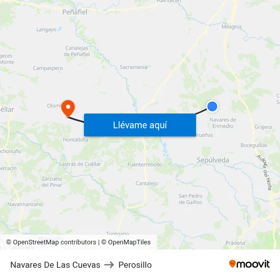 Navares De Las Cuevas to Perosillo map