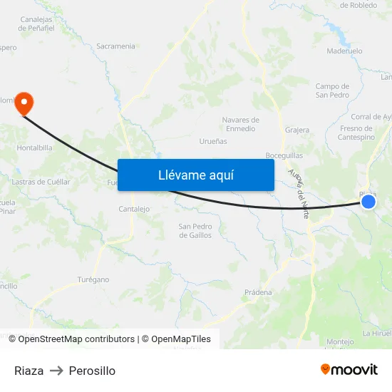 Riaza to Perosillo map