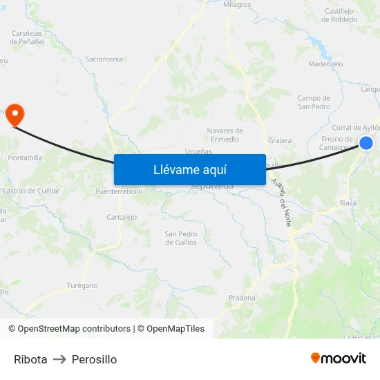 Ribota to Perosillo map