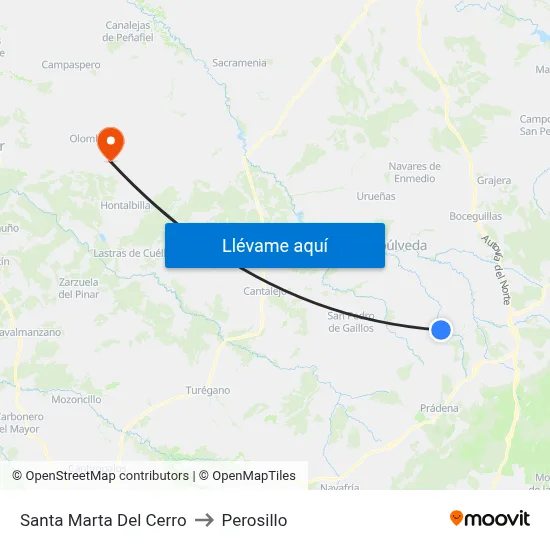 Santa Marta Del Cerro to Perosillo map