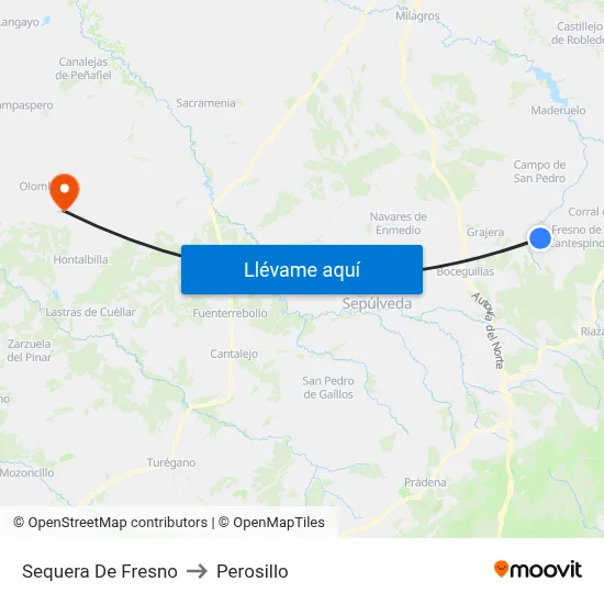 Sequera De Fresno to Perosillo map