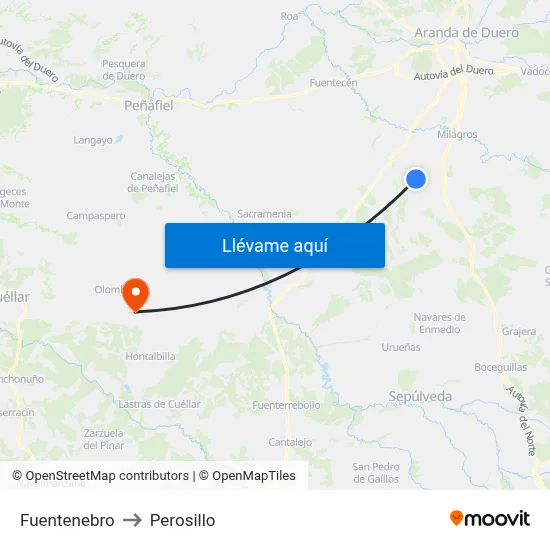 Fuentenebro to Perosillo map