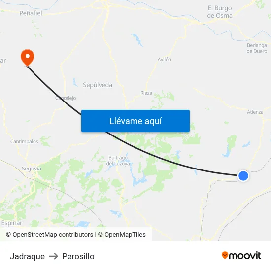Jadraque to Perosillo map