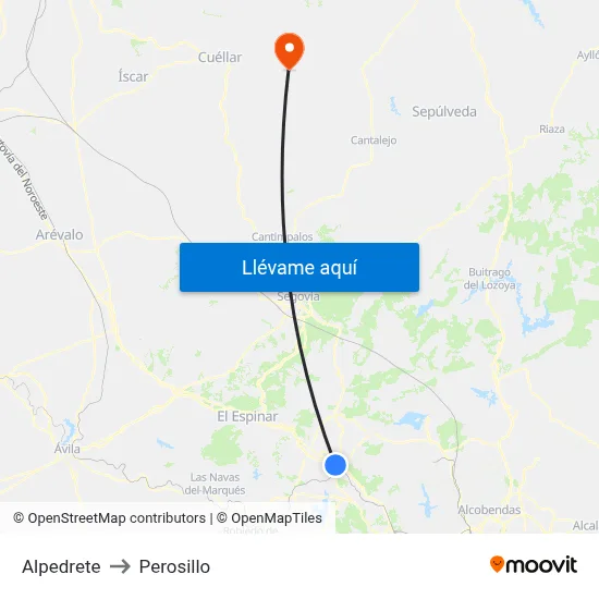 Alpedrete to Perosillo map