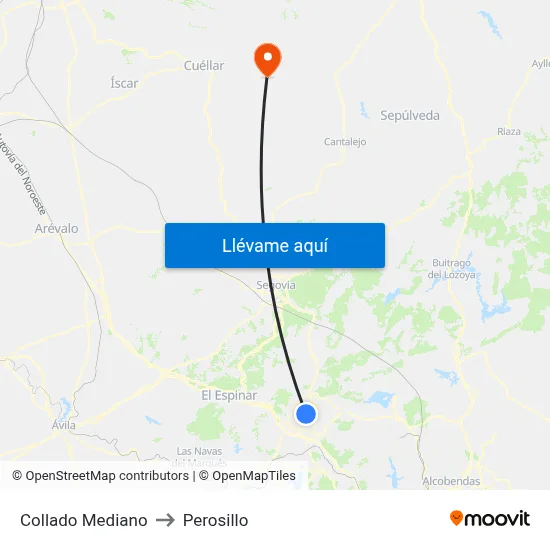 Collado Mediano to Perosillo map