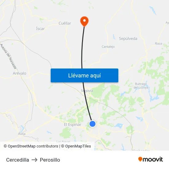 Cercedilla to Perosillo map