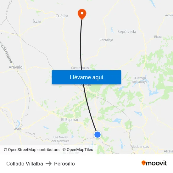 Collado Villalba to Perosillo map