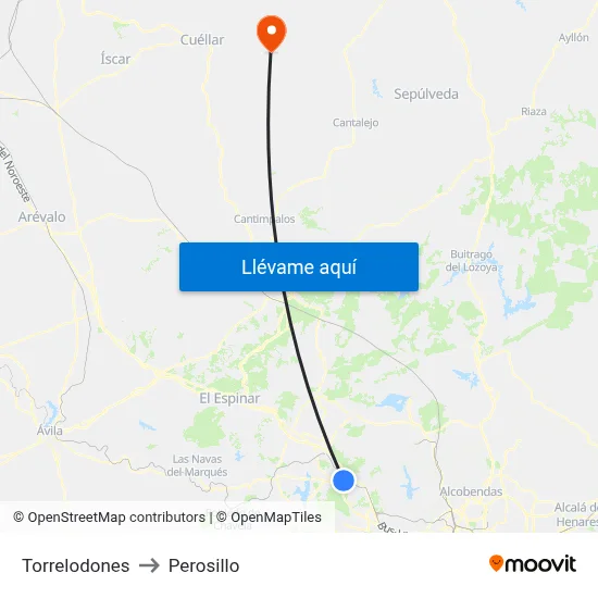 Torrelodones to Perosillo map