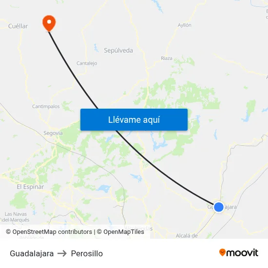 Guadalajara to Perosillo map