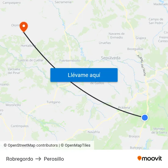 Robregordo to Perosillo map