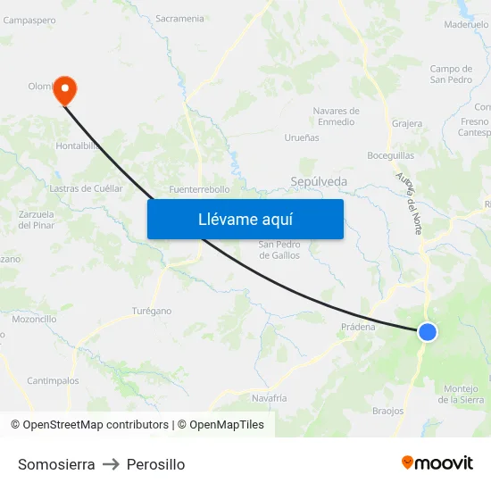Somosierra to Perosillo map