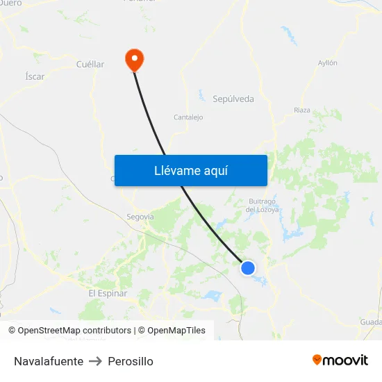 Navalafuente to Perosillo map
