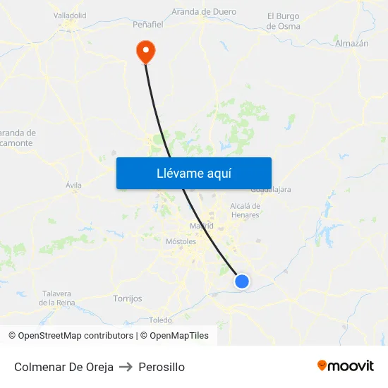 Colmenar De Oreja to Perosillo map