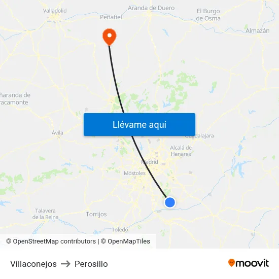 Villaconejos to Perosillo map