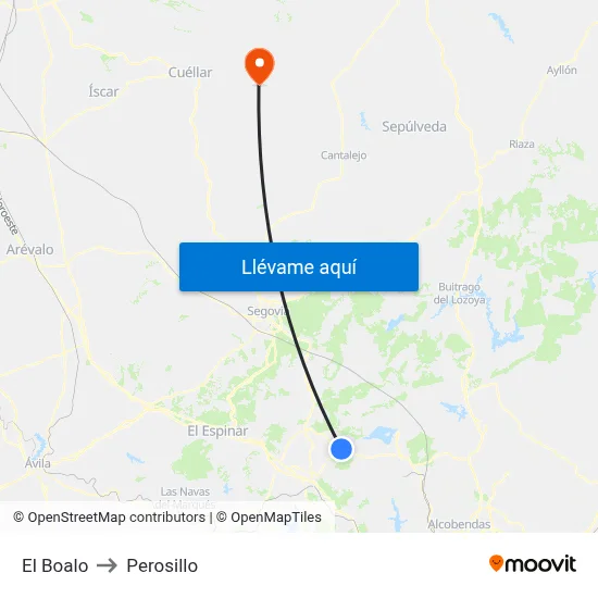 El Boalo to Perosillo map