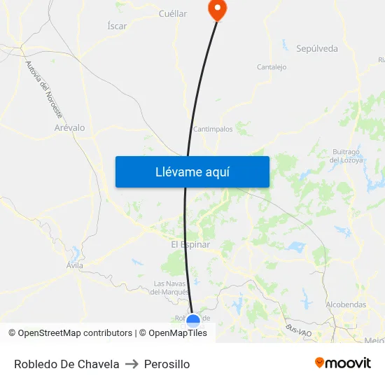 Robledo De Chavela to Perosillo map