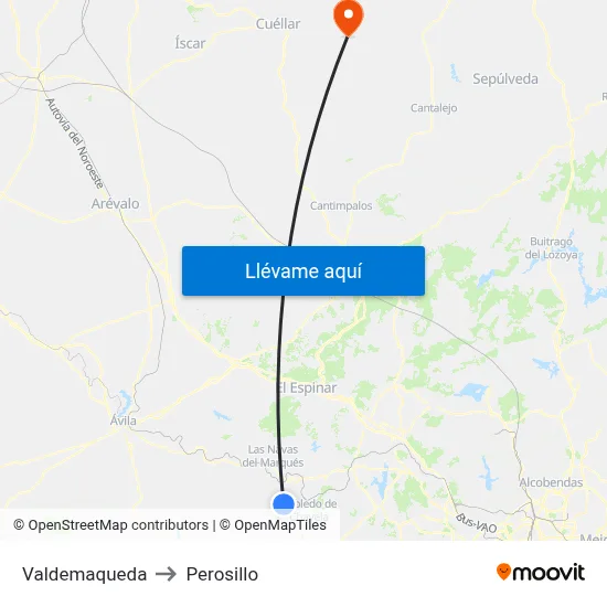 Valdemaqueda to Perosillo map