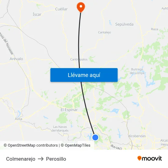 Colmenarejo to Perosillo map