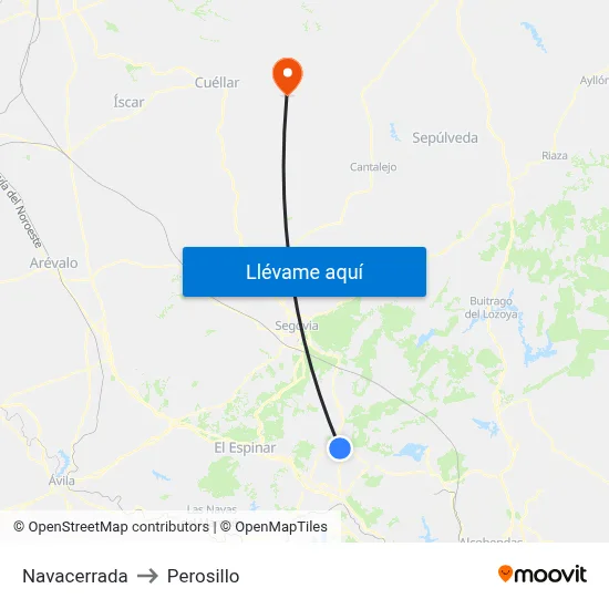 Navacerrada to Perosillo map