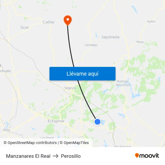 Manzanares El Real to Perosillo map