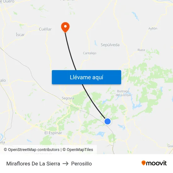 Miraflores De La Sierra to Perosillo map